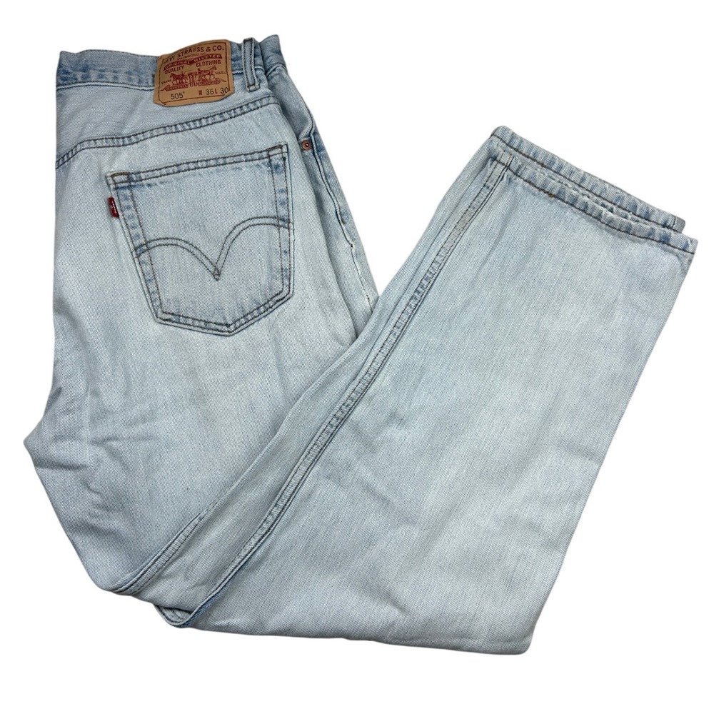 Levi's Light Wash Denim 505 Jeans 36x30 Regular Fit Straight Leg Vintage 90s DIY